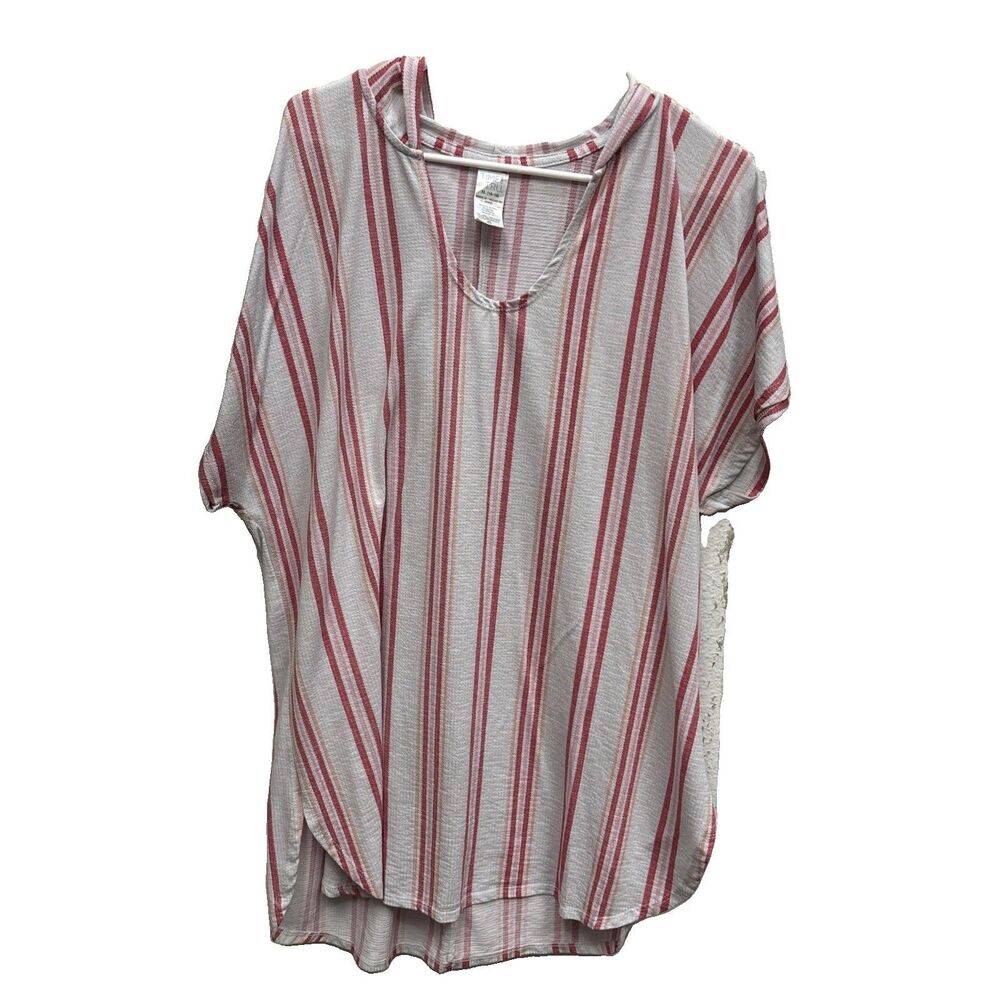 Time and Tru Women Hooded Striped Swimsuit Beach Pool Coverup XL 16 18 Popover